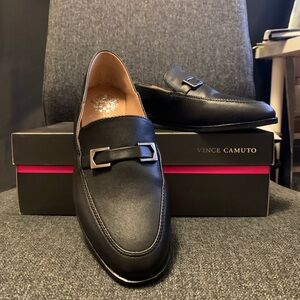 Vince Camuto Women’s Black Leather Slip-On Loafers